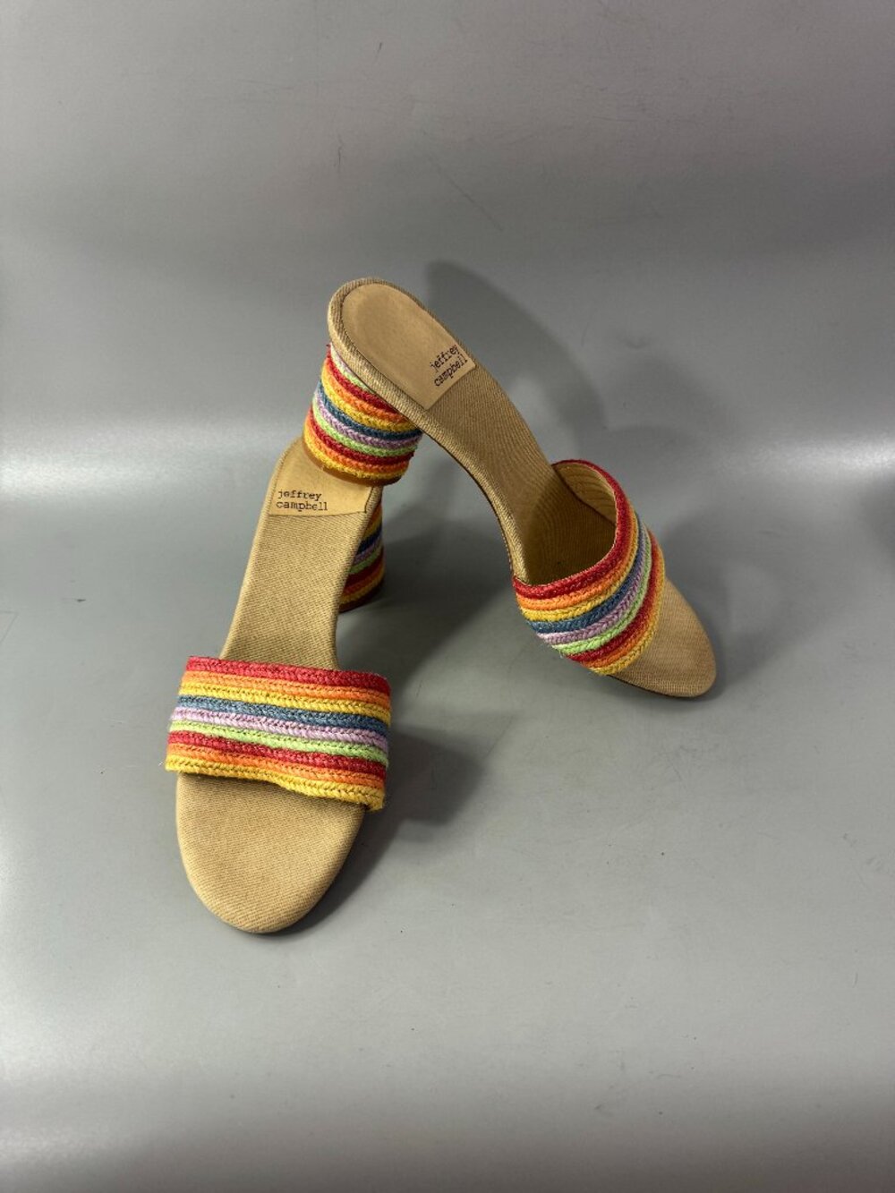 Jeffrey Campbell Pinarella Rainbow Jute Sandal in Colorful Jute, Size 9.5